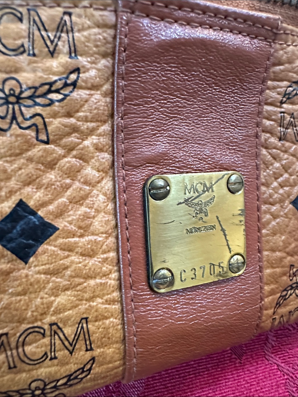 MCM Cognac Leather & Black Visetos Waist Bag - Picture 2 of 5
